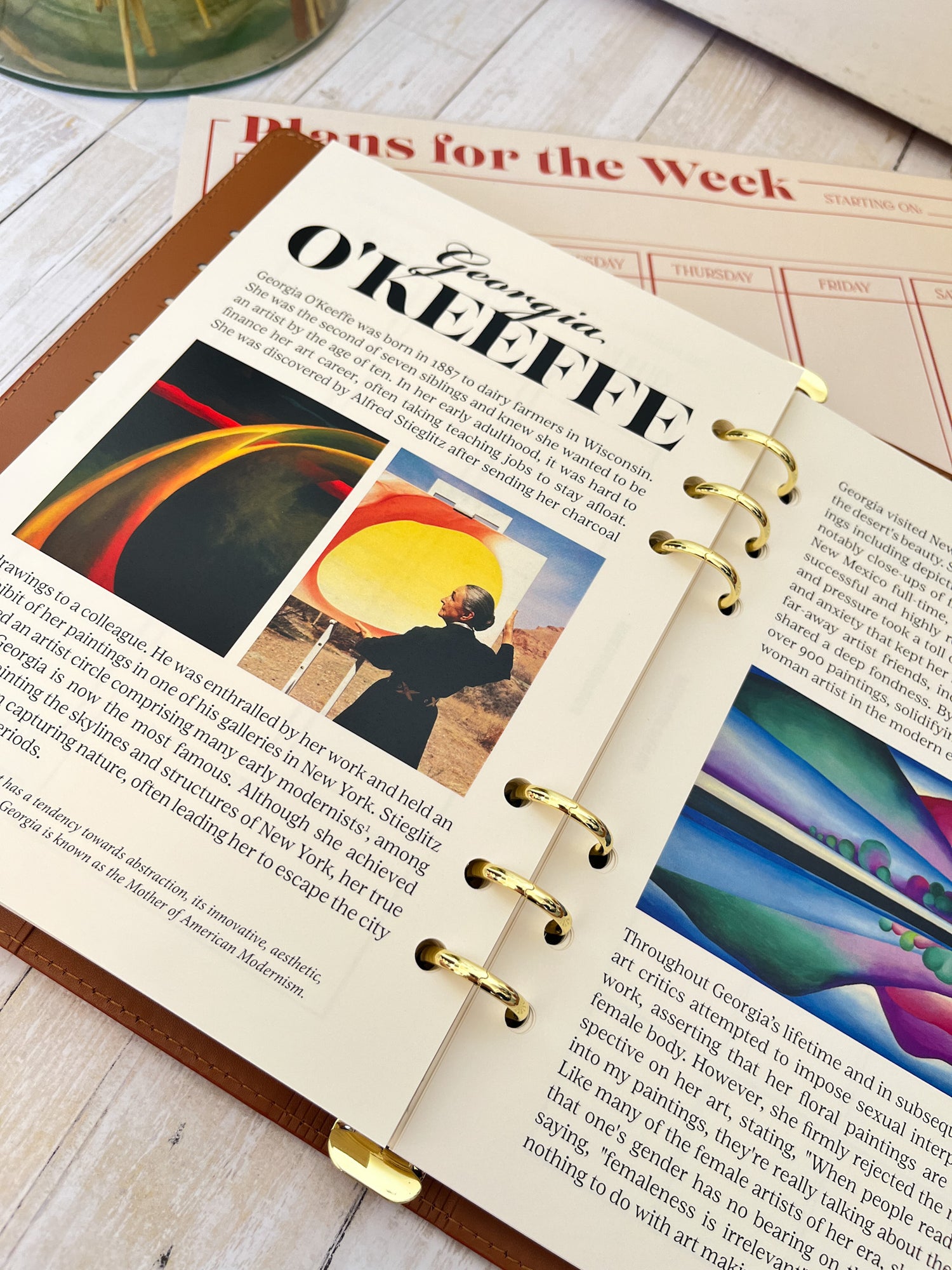 Georgia OKeeffe Biography Page in Ponder Planner