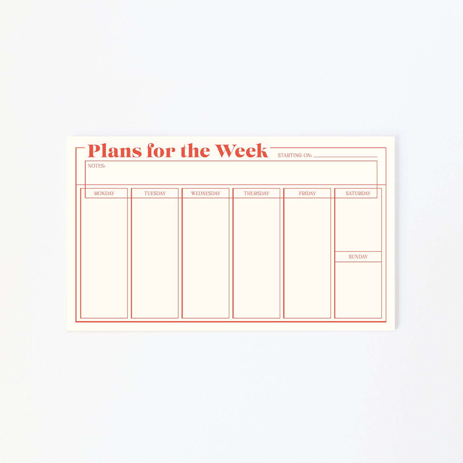 Weekly Planner Notepad - Ponder Paper Co